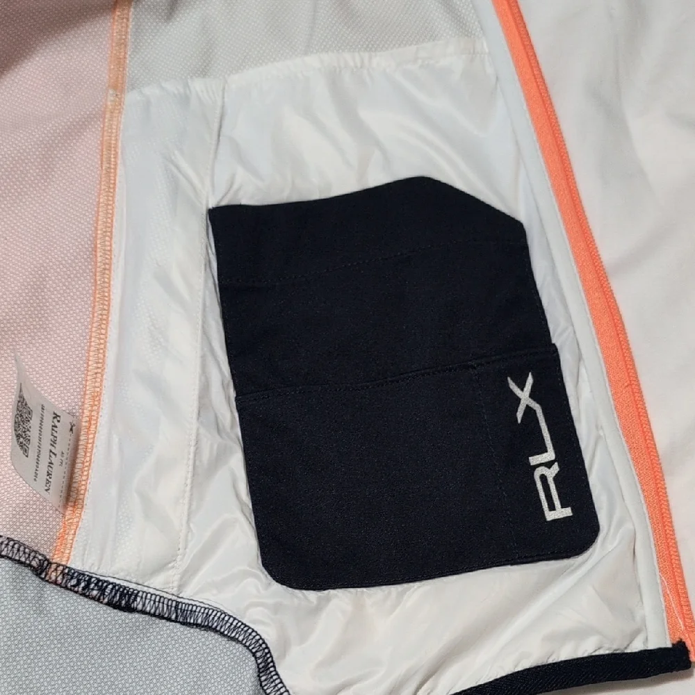 Navy and White Windbreaker with High Collar and Color-Blocked Design - Picture 9 of 16